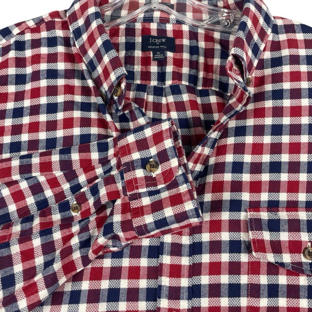 Men's J. Crew Brushed Twill 100% Cotton Plaid Long Sleeve Button Down‎ XL 0038